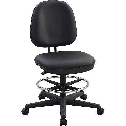 Lorell Contoured Back Stool Vinyl, Plastic Seat Material - Vinyl, Plastic Back Material - 5-star Base - Black - 1 Each (LLR62627)