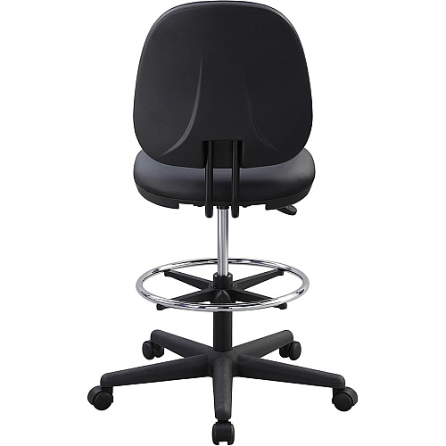 Lorell Contoured Back Stool Vinyl, Plastic Seat Material - Vinyl, Plastic Back Material - 5-star Base - Black - 1 Each (LLR62627)