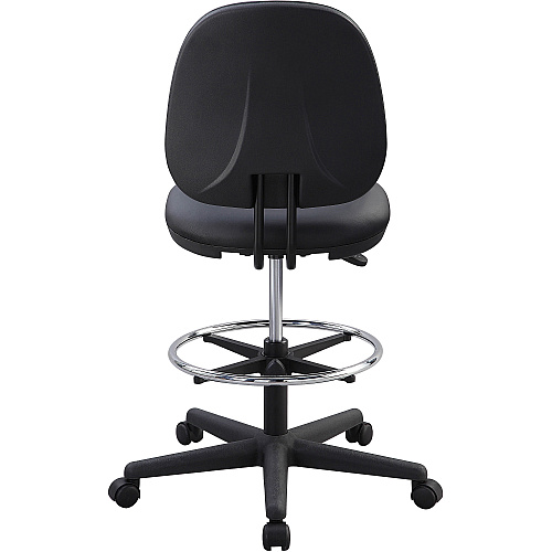 Lorell Contoured Back Stool Vinyl, Plastic Seat Material - Vinyl, Plastic Back Material - 5-star Base - Black - 1 Each (LLR62627)