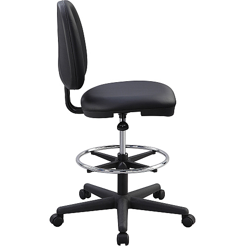 Lorell Contoured Back Stool Vinyl, Plastic Seat Material - Vinyl, Plastic Back Material - 5-star Base - Black - 1 Each (LLR62627)