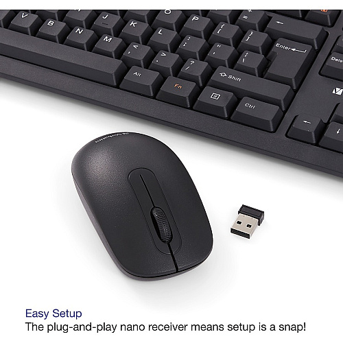 Verbatim Wireless Keyboard and Mouse USB Type A Wireless Bluetooth 2.40 GHz Keyboard - USB Type A Wireless Mouse - Optical - 1000 dpi - Multimedia Hot Key(s) - Symmetrical - AA, AAA - Compatible with Windows, Mac - 1 Each (70724)