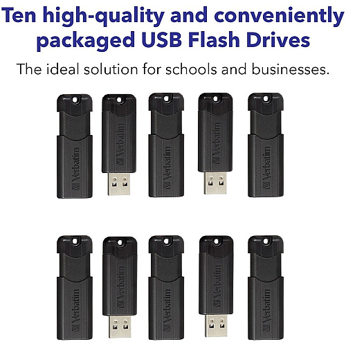 Microban 32GB PinStripe USB 3.2 Flash Drive Business Pack 32 GB - USB 3.2 (Gen 1) Type A - Black - Lifetime Warranty - 10 / Pack (70902)