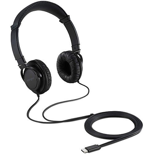 Kensington USB-C Hi-Fi Headphones Stereo - USB Type C - Wired - Over-the-head - Binaural - Ear-cup - 6 ft Cable - Black - 1 Each (97456)