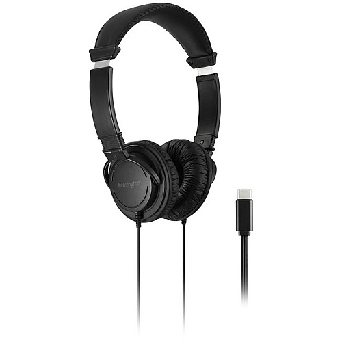 Kensington USB-C Hi-Fi Headphones Stereo - USB Type C - Wired - Over-the-head - Binaural - Ear-cup - 6 ft Cable - Black - 1 Each (97456)