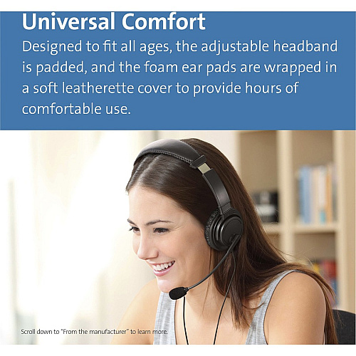 Kensington USB-C Hi-Fi Headphones with Mic Stereo - USB Type C - Wired - Over-the-head - Binaural - Ear-cup - 6 ft Cable - Noise Cancelling Microphone - Noise Canceling - Black (97457)