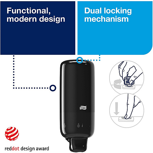 Tork Skincare Dispenser Black S4 Manual - Hygienic - Black - 1 Each (571508)
