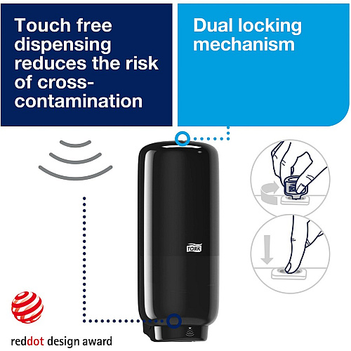 TORK Intuition Sensor Skincare Dispenser Black S4 Automatic - Touch-free - Black - 1 Each (571608)
