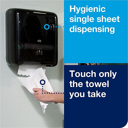 Tork&reg; Automatic Hand Towel Dispenser, Black Roll Dispenser - 15" Height x 13.2" Width x 8.1" Depth - Plastic - Black - Hygienic - 1 / Carton (5510282)