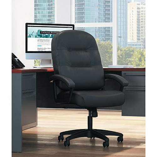 HON Pillow-Soft Executive High-Back Chair | Fixed Arms | Black Fabric Black Seat Color - Plush Seat Material - Black Back Color - Plush Back Material - Black Frame Color - High Back - 5-star Base - Armrest - 1 Each (2095HPWST10T)