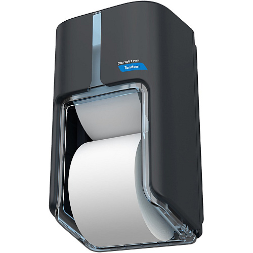 Cascades PRO Tandem DHC Bath Tissue Dispenser Touchless Dispenser - 2220 x Sheet - 12" Height x 6.6" Width x 7" Depth - Dark Gray - Hygienic, Jam-free, Key Lock - 1 Each (C310)