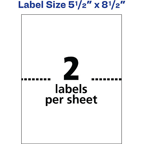 Avery&reg; Printable Shipping Labels, 5.5" x 8.5" , 200 Labels 5 1/2" Width x 8 1/2" Length - Permanent Adhesive - Rectangle - Inkjet - White - Paper - Jam-free, Smudge-free, Stick & Stay - 2 / Sheet - 100 Total Sheets - 200 Total Label(s) - 200 /  (8426)