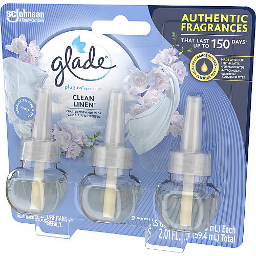 Glade Plug-In Warmers Linen Air Refill Clean Linen - 50 Day - Long Lasting - 3 / Pack (322826)
