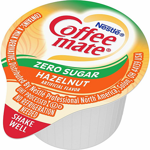 Coffee-mate Coffee mate Zero-Sugar Hazelnut Flavored Liquid Creamer Singles Hazelnut Flavor - 0.38 fl oz (11 mL) - 50 / Box (98468)