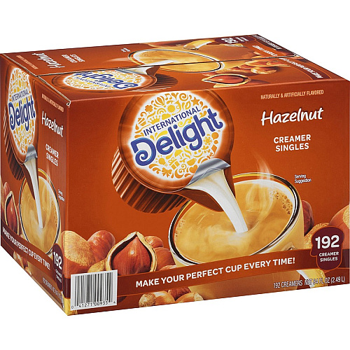 International Delight Hazelnut Liquid Creamer Singles Hazelnut Flavor - 0.50 fl oz (15 mL) - 192 / Carton (101522)
