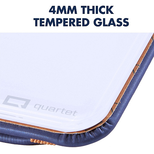 Quartet Portable Glass Dry-Erase Pad 5" (0.4 ft) Width x 8" (0.7 ft) Height - White Tempered Glass Surface - Blue Polyethylene Frame - Desktop - Magnetic - 1 Each (Q090GDPN03)