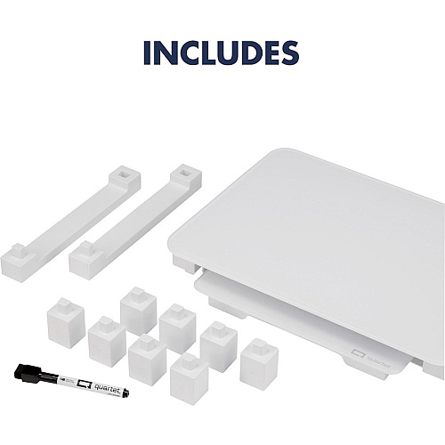Quartet Monitor Riser with Glass Dry-Erase Board Desktop 100 lb Load Capacity - 5" Height x 10" Width - Desktop - White (Q090GMRW01)