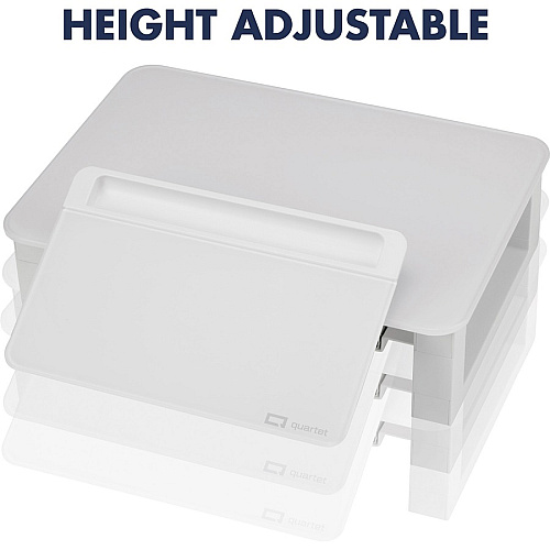 Quartet Monitor Riser with Glass Dry-Erase Board Desktop 100 lb Load Capacity - 5" Height x 10" Width - Desktop - White (Q090GMRW01)