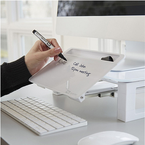 Quartet Monitor Riser with Glass Dry-Erase Board Desktop 100 lb Load Capacity - 5" Height x 10" Width - Desktop - White (Q090GMRW01)