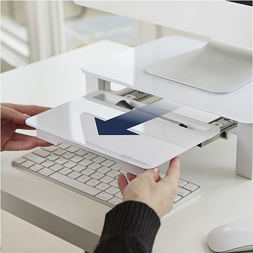 Quartet Monitor Riser with Glass Dry-Erase Board Desktop 100 lb Load Capacity - 5" Height x 10" Width - Desktop - White (Q090GMRW01)