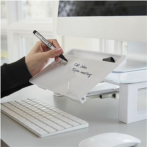 Quartet Monitor Riser with Glass Dry-Erase Board Desktop 100 lb Load Capacity - 5" Height x 10" Width - Desktop - White (Q090GMRW01)