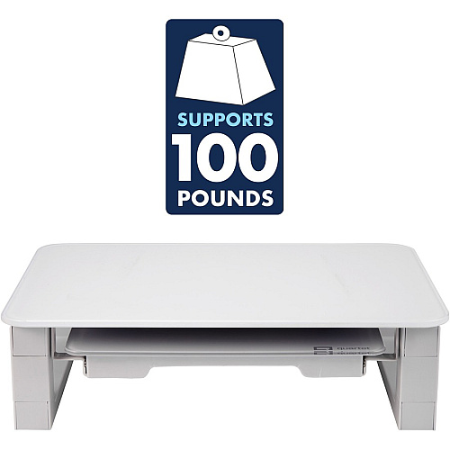 Quartet Monitor Riser with Glass Dry-Erase Board Desktop 100 lb Load Capacity - 5" Height x 10" Width - Desktop - White (Q090GMRW01)