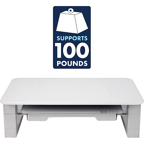 Quartet Monitor Riser with Glass Dry-Erase Board Desktop 100 lb Load Capacity - 5" Height x 10" Width - Desktop - White (Q090GMRW01)