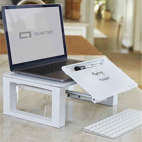 Quartet Monitor Riser with Glass Dry-Erase Board Desktop 100 lb Load Capacity - 5" Height x 10" Width - Desktop - White (Q090GMRW01)