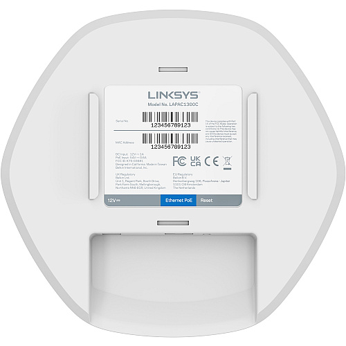 Linksys Cloud Managed AC1300 WiFi 5 Indoor Wireless Access Point TAA Compliant 2.40 GHz, 5 GHz - Internal - MIMO Technology - 1 x Network (RJ-45) - Gigabit Ethernet - 9.88 W - Wall Mountable, Ceiling Mountable (LAPAC1300C)