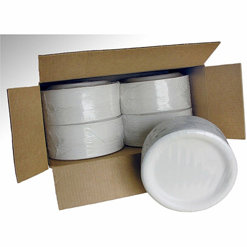AJM 9" Dinnerware Paper Plates Disposable - 9" Diameter - White - Paper Body - 125 / Pack (CP9AJCWWH1)