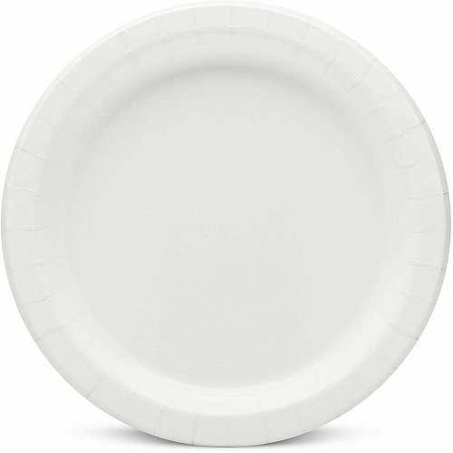 AJM 9" Dinnerware Paper Plates Disposable - 9" Diameter - White - Paper Body - 125 / Pack (CP9AJCWWH1)