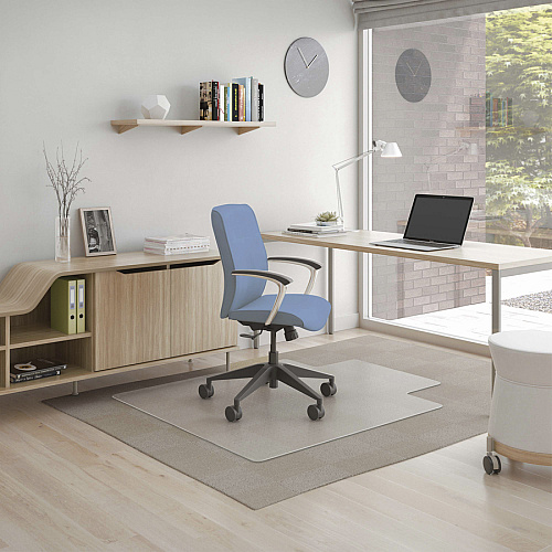 Deflecto SuperMat+ Chairmat Medium Pile Carpet, Home Office, Commercial - 48" Length x 36" Width x 0.500" Thickness - Rectangular - Polyvinyl Chloride (PVC) - Clear - 1 / Carton (CM14112AMCOM)
