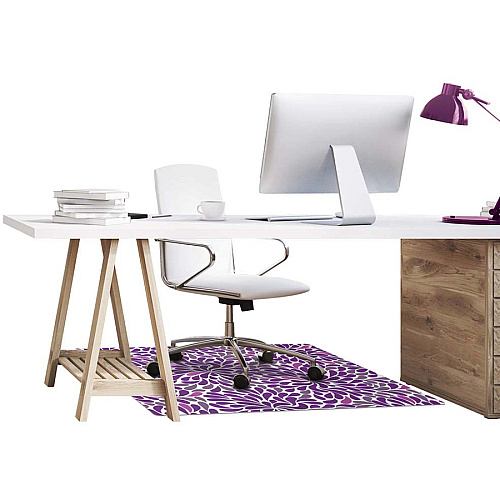 Deflecto FashionMat Purple Rain Chair Mat Home, Office, Classroom, Hard Floor, Pile Carpet, Dorm Room - 40" Length x 35" Width x 0.050" Thickness - Rectangular - Purple Rain - Vinyl - Multicolor - 1 / Carton (CM3540PR)