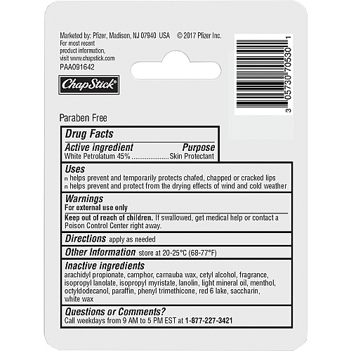 ChapStick Classic Cherry Lip Balm 0.15 oz (4.3 g) - Cherry - Pack - Applicable on Lip - Skin - Portable - 1 Each (70530)
