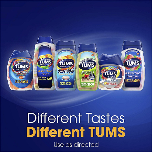 TUMS Chewy Bites Chewable Antacid Tablets For Acid Indigestion, Heartburn, Sour Stomach, Upset Stomach - Assorted Berries - 32/Bottle - 1 Each (49180)