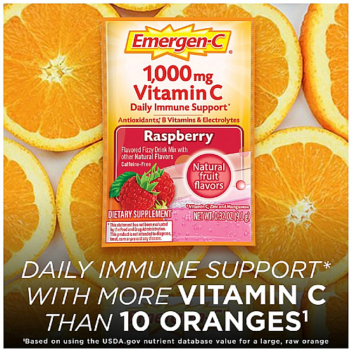 Emergen-C Raspberry Vitamin C Drink Mix For Immune Support - Fruit, Raspberry - 30/Pack - 1 Each (30201)