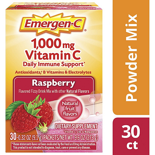 Emergen-C Raspberry Vitamin C Drink Mix For Immune Support - Fruit, Raspberry - 30/Pack - 1 Each (30201)