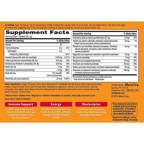 Emergen-C Raspberry Vitamin C Drink Mix For Immune Support - Fruit, Raspberry - 30/Pack - 1 Each (30201)