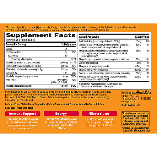Emergen-C Raspberry Vitamin C Drink Mix For Immune Support - Fruit, Raspberry - 30/Pack - 1 Each (30201)
