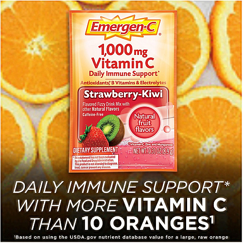 Emergen-C Strawberry-Kiwi Vitamin C Drink Mix For Immune Support - Strawberry Kiwi - 30/Pack - 1 Each (30319)