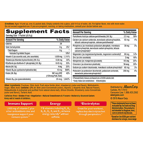 Emergen-C Strawberry-Kiwi Vitamin C Drink Mix For Immune Support - Strawberry Kiwi - 30/Pack - 1 Each (30319)