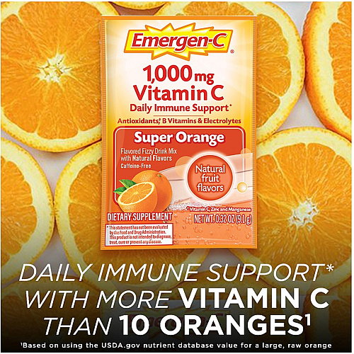 Emergen-C Super Orange Vitamin C Drink Mix For Immune Support - Super Orange - 30/Box - 1 Each (30203)