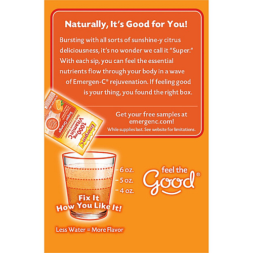 Emergen-C Super Orange Vitamin C Drink Mix For Immune Support - Super Orange - 30/Box - 1 Each (30203)