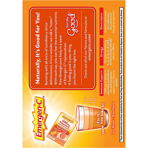 Emergen-C Super Orange Vitamin C Drink Mix For Immune Support - Super Orange - 1 Each - 60.0 Per Box (30213)
