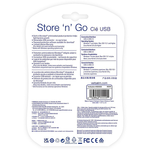Verbatim 32GB Store 'n' Go&reg; USB Flash Drive - 5pk - Assorted 32 GB - USB 2.0 Type A - Assorted - Lifetime Warranty - 5 / Pack (70897)