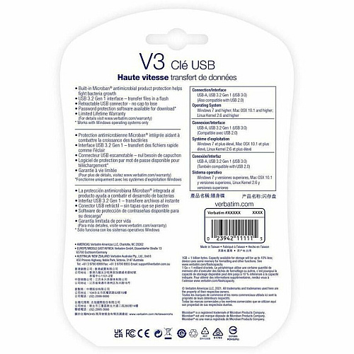 Verbatim 128GB Store 'n' Go&reg; V3 USB 3.2 Gen 1 Flash Drive - 2pk - Blue, Gray 128 GB - USB 3.2 (Gen 1) Type A - Blue, Gray - Lifetime Warranty - 2 / Pack (70898)