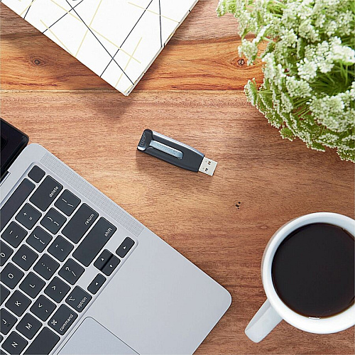 Verbatim 128GB Store 'n' Go&reg; V3 USB 3.2 Gen 1 Flash Drive - 2pk - Blue, Gray 128 GB - USB 3.2 (Gen 1) Type A - Blue, Gray - Lifetime Warranty - 2 / Pack (70898)