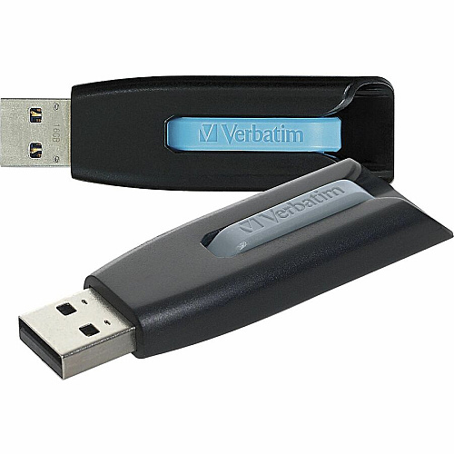 Verbatim 128GB Store 'n' Go&reg; V3 USB 3.2 Gen 1 Flash Drive - 2pk - Blue, Gray 128 GB - USB 3.2 (Gen 1) Type A - Blue, Gray - Lifetime Warranty - 2 / Pack (70898)