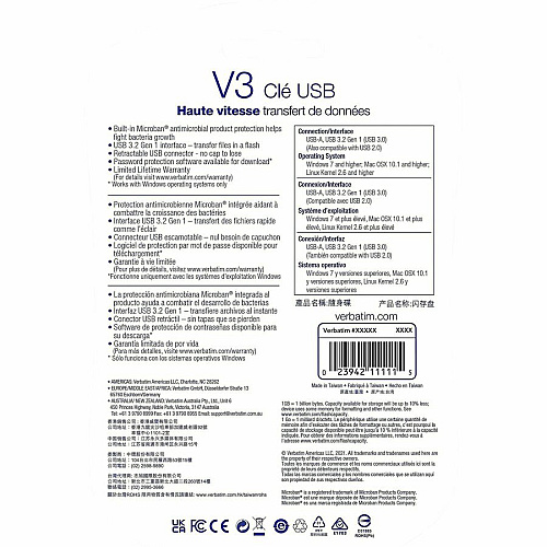 Verbatim 64GB Store 'n' Go&reg; V3 USB 3.2 Gen 1 Flash Drive - 2pk - Red, Blue 64 GB - USB 3.2 (Gen 1) Type A - Blue, Red - Lifetime Warranty - 2 / Pack (70899)