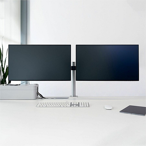 DURABLE Mounting Arm for Monitor - Silver Height Adjustable - 2 Display(s) Supported - 27" Screen Support - 17.64 lb Load Capacity - 75 x 75, 100 x 100 - Aluminum, Plastic - 1 Each (508523)