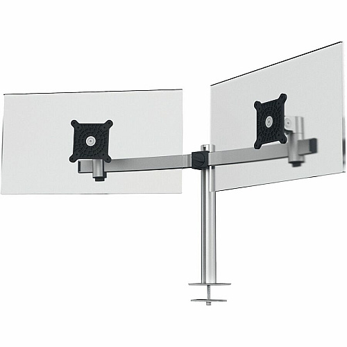 DURABLE Desk Mount for Monitor, Curved Screen Display - Silver Height Adjustable - 2 Display(s) Supported - 38" Screen Support - 17.64 lb Load Capacity - Aluminum, Plastic - 1 Each (508623)